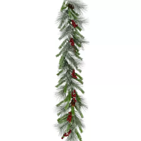 Fraser Hill Farm 9-Foot Lightly Flocked Decorative Garland with Pine Cones and Red Berries Artificial Christmas Garlands