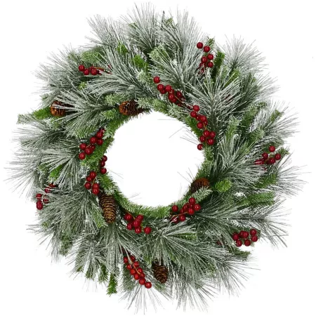 Fraser Hill Farm 25" Lightly Flocked Door or Wall Hanging with Pine Cones and Berries Artificial Christmas Wreaths