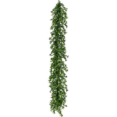 Fraser Hill Farm 9 ft. Boxwood Decorative Artificial Garland, Warm White LED Lights