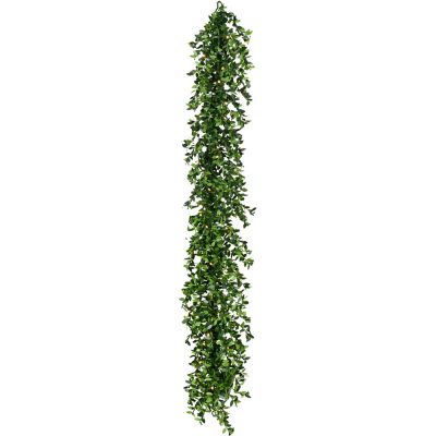 Fraser Hill Farm 9 ft. Boxwood Decorative Garland with Warm White LED Lights