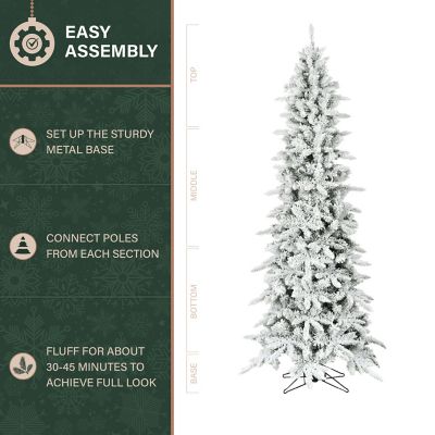 Image showing  6.5 ft. Slim Mountain Pine Flocked Christmas Tree
