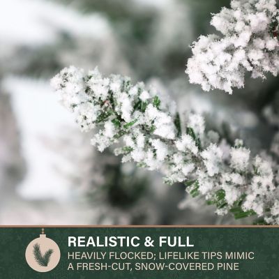 Image showing  6.5 ft. Slim Mountain Pine Flocked Christmas Tree