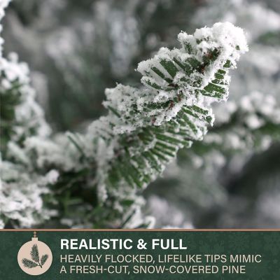 Image showing  7.5 ft. Slim Mountain Pine Flocked Christmas Tree