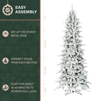 Image showing  9 ft. Flocked Mountain Pine Slim Artificial Christmas Tree