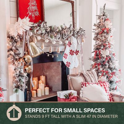 Image showing  9 ft. Flocked Mountain Pine Slim Artificial Christmas Tree