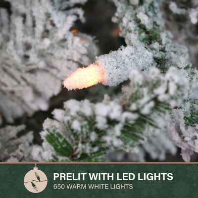 Image showing  9 ft. Pre-Lit Flocked Mountain Pine Slim Artificial Christmas Tree, Warm White LED Lights