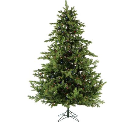 Christmas Time 7.5 ft. Pre-Lit Virginia Fir Artificial Christmas Tree, Multicolor LED Lights