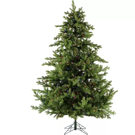 Christmas Time 7.5 Foot Lighted Christmas Tree with Multi-Color LED String Lights Artificial Christmas Trees