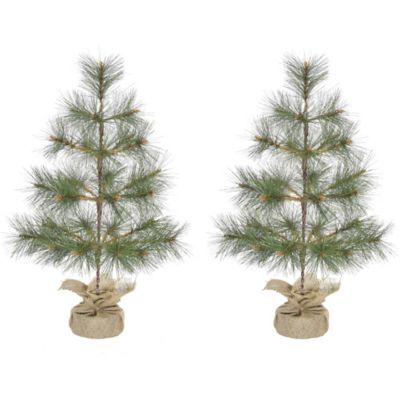 Fraser Hill Farm 3 ft. Farmhouse Fir Christmas Tree with Burlap Bag, 2-Pack