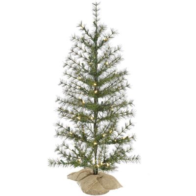 Fraser Hill Farm 3 ft. Pre-Lit Farm house Fir Artificial Christmas Tree in Burlap Bag, Warm White LED Lights
