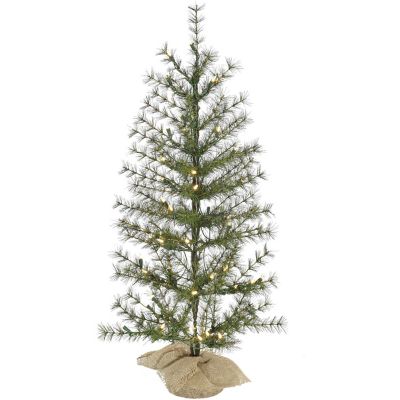 Fraser Hill Farm 3 ft. Farmhouse Fir Christmas Tree with Burlap Bag and Warm White LED Lights