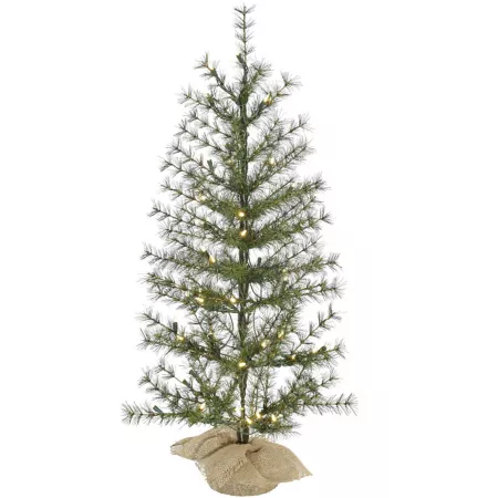 Fraser Hill Farm 3 Foot Christmas Tree with Burlap Sack and Warm White LED Lights Artificial Christmas Trees