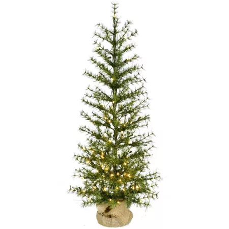 Fraser Hill Farm 4 Foot Christmas Tree with Burlap Sack and Warm White LED Lights Artificial Christmas Trees