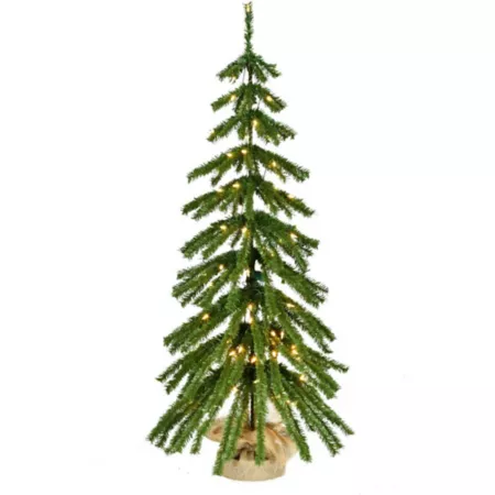 Fraser Hill Farm 4 Foot Lighted Christmas Tree with Burlap Bag and 100 Warm White LED Lights Artificial Christmas Trees