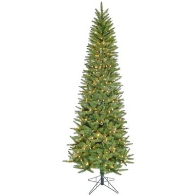 Fraser Hill Farm 7.5 ft. Winter Falls Slim-Silhouette Christmas Tree, 8-Function LED Lighting and EZ Connect