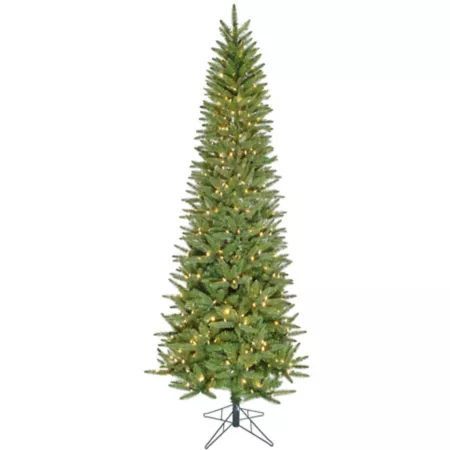 Fraser Hill Farm 7.5 ft Winter Falls Slim Silhouette Christmas Tree 8-Function LED Lights and EZ Connect Artificial Christmas Trees