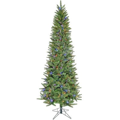 Fraser Hill Farm 7.5 ft. Pre-Lit Winter Falls Slim Artificial Christmas Tree with Music, 8-Function LEDs