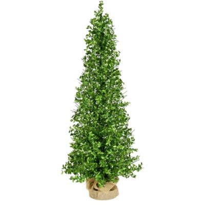 Fraser Hill Farm 3 ft. Boxwood Artificial Porch Tree in Burlap Bag