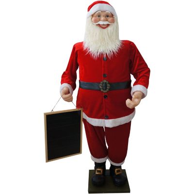 Fraser Hill Farm Musical Santa Claus Holding a Chalkboard, 58 in.