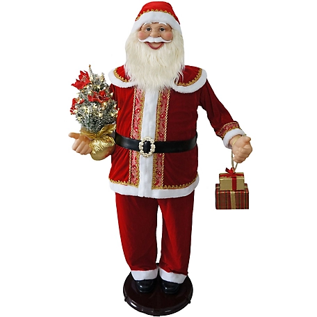 Fraser Hill Farm 58 in. Dancing Santa Claus with Pre-Lit Christmas Tree and Wrapped Gifts