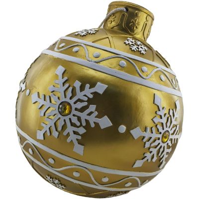 Christmas Time 18 in. Resin Oversize Christmas Ornament, Snowflake Pattern and LED Lights, Holiday Decor, Gold