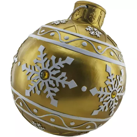 Christmas Time Oversized Resin Christmas Ornament 18" Snowflake Design and LED Lights Holiday Decor Gold Decorative Outdoor Lighting