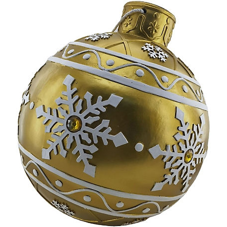 Christmas Time 18 in. Resin Oversize Christmas Ornament, Snowflake Pattern and LED Lights, Holiday Decor, Gold