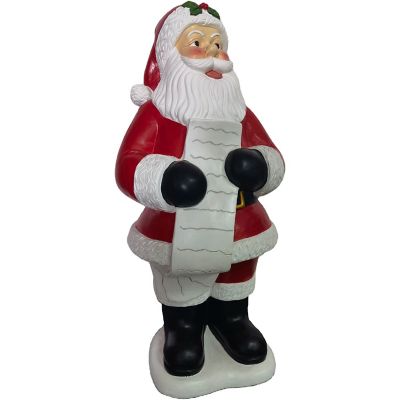 Christmas Time Traditional Santa Claus Figurine Holding A List, Resin Indoor/Outdoor Holiday Decor, 3 ft.