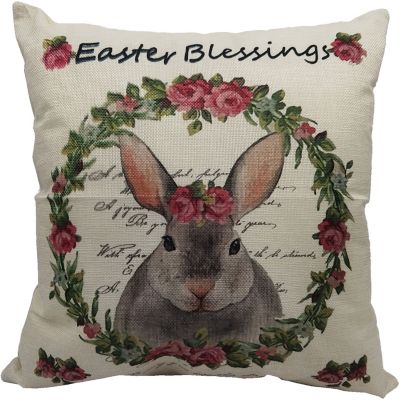 Fraser Hill Farm 15.5 in. Easter Blessings Bunny Rabbit Accent Pillow, Indoor Spring Decoration