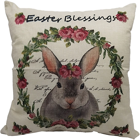 Fraser Hill Farm 15.5 in. Easter Blessings Bunny Rabbit Accent Pillow, Indoor Spring Decoration