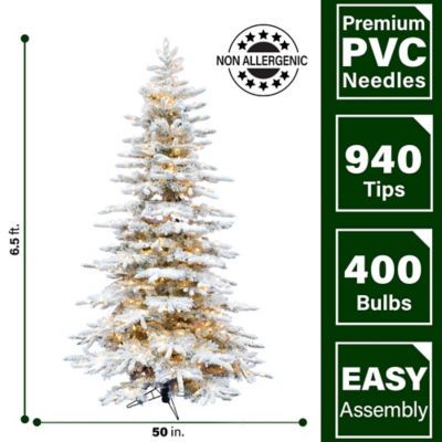 Image showing  6.5 ft. Pre-Lit Flocked Pine Valley Artificial Christmas Tree, Smart Lights