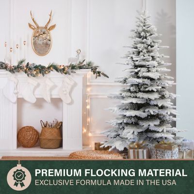 Image showing 6 th Fraser Hill Farm 7.5 ft. Flocked Pine Valley Artificial Christmas Tree