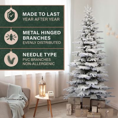 Image showing 7 th Fraser Hill Farm 7.5 ft. Flocked Pine Valley Artificial Christmas Tree