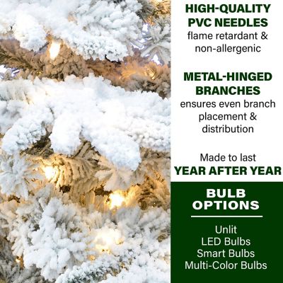 Image showing  9 ft. Pre-Lit Flocked Pine Valley Artificial Christmas Tree, Clear LED Lights