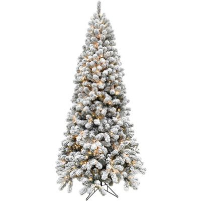 Fraser Hill Farm 6.5 ft. Flocked Silverton Fir Christmas Tree with Smart String Lighting