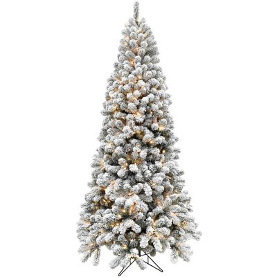 Fraser Hill Farm 6.5 ft. Pre-Lit Flocked Silverton Fir Artificial Christmas Tree, Smart Lights