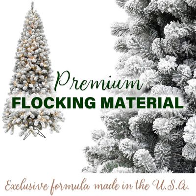 Image showing  7.5 ft. Pre-Lit Flocked Silverton Fir Artificial Christmas Tree, Multicolor LED Lights