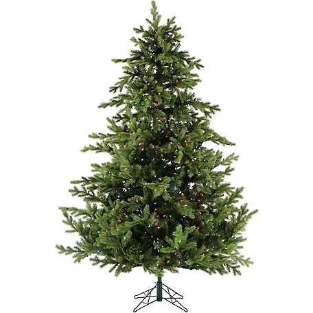 Fraser Hill Farm 7.5 ft. Woodside Pine Christmas Tree with Multicolor LED Lighting, EZ Connect, Remote Control
