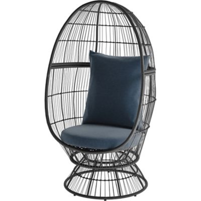 MOD Kayla Rattan Wicker Stationary Patio Egg Chair, Grey