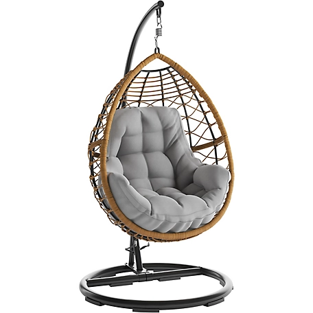 MOD Willa Steel Hanging Patio Egg Chair with Cushion, Grey
