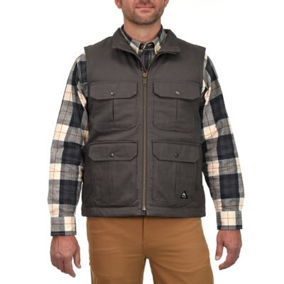 Ridgecut Men's Quilted Fleece-Lined Super-Duty Sanded Duck Vest, Grey
