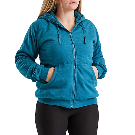 Wholesale Women's Full Zip Fleece-Lined Hoodie - Light Blue