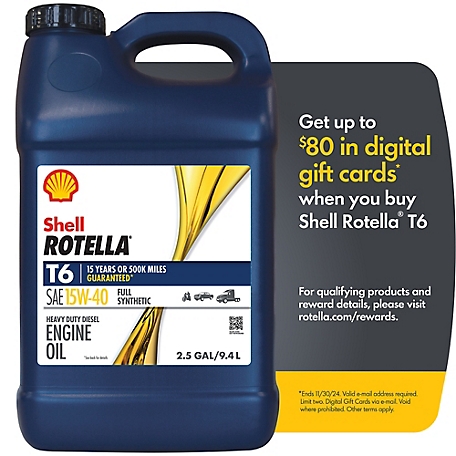 Shell Rotella 2.5 gal. T6 15W-40 Full Synthetic Motor Oil