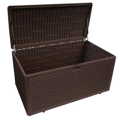 Image showing  150 gal. Wicker Soft-Close Seat Lid Deck Storage Box, Java
