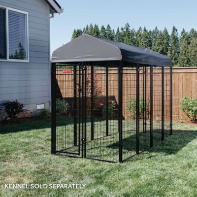 Image showing 7 th Lucky Dog Villa Canopy Pet Kennel Cover, 4 ft. x 8 ft., Steel Grey