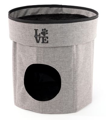 Homebase Circle Cave Cat Bed with Storage Top, Charcoal