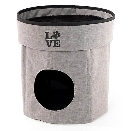 Homebase Circle Cave Cat Bed with Storage Top, Charcoal