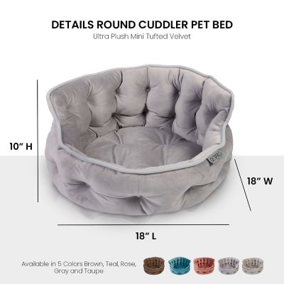Image showing  Ultra Plush Mini Tufted Velvet Round Cuddler Donut Pet Bed