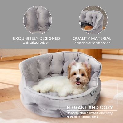 Image showing  Ultra Plush Mini Tufted Velvet Round Cuddler Donut Pet Bed
