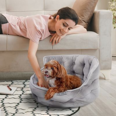 Image showing  Ultra Plush Mini Tufted Velvet Round Cuddler Donut Pet Bed